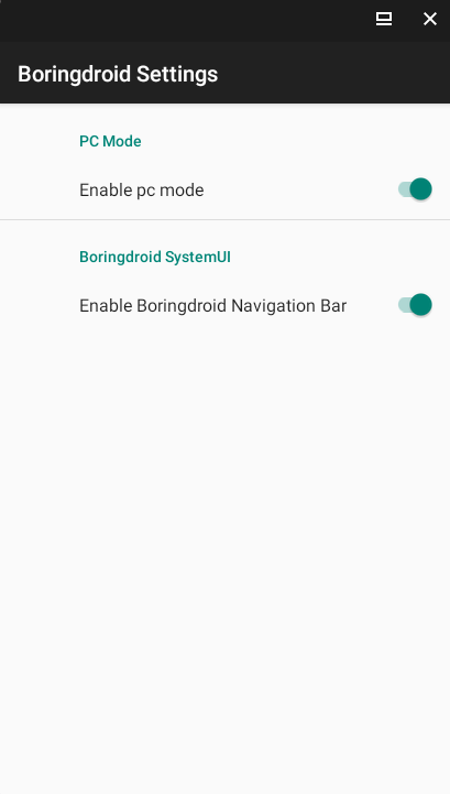 `BoringdroidSettings` settings app page